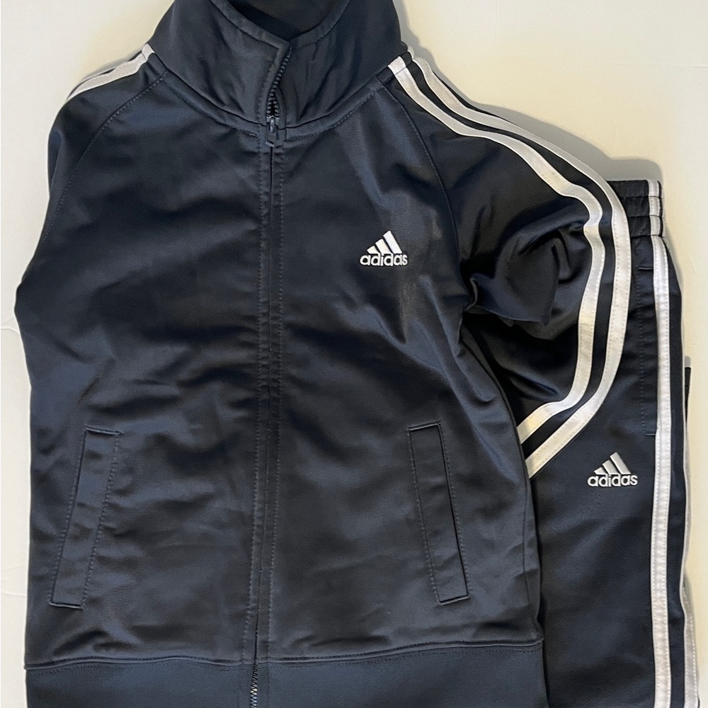Adidas Kids Grey and White Tracksuit